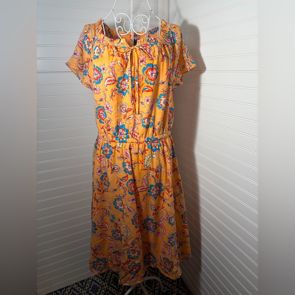 Talbots Smocked Fit & Flare Dress - Picture 3 of 8